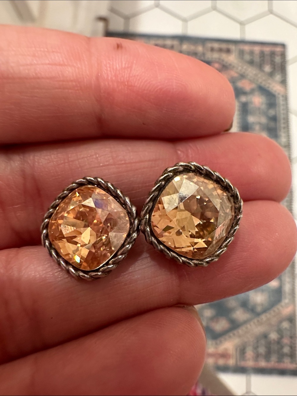 Brighton Champagne Crystal Rope-Frame Stud Earrings